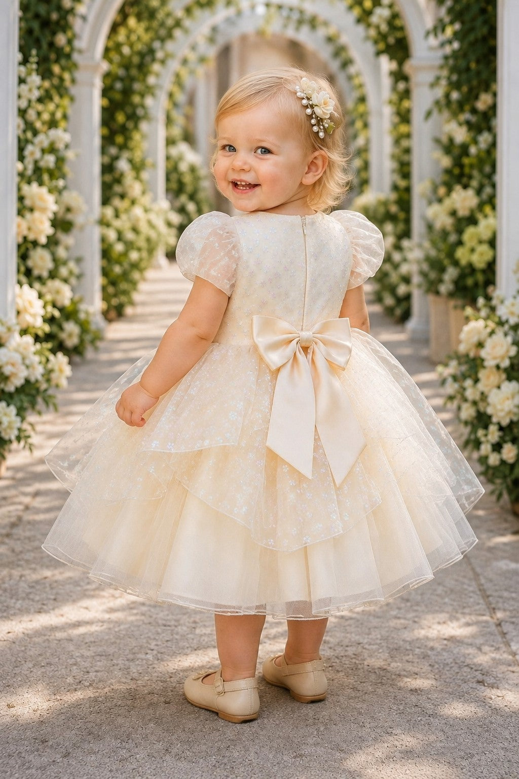 Jewel Tea-Length Tulle Floral Baby Ball Gown Cinderella Couture 9195B