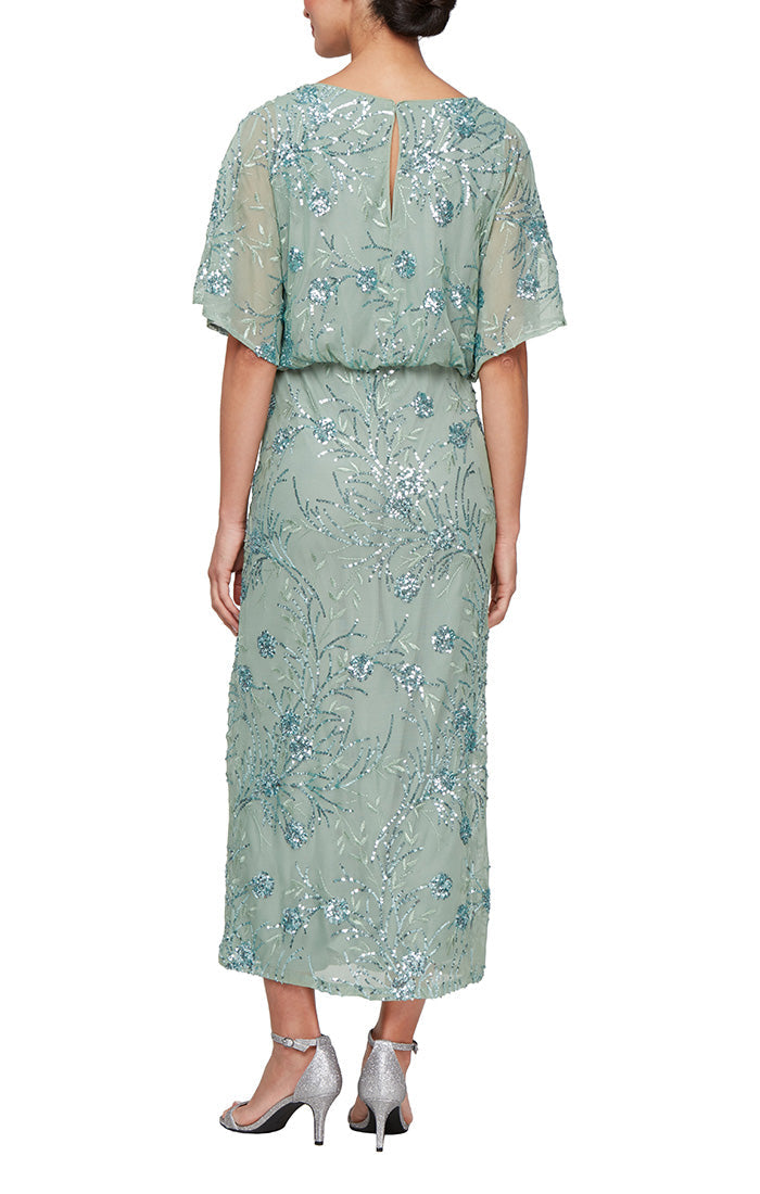 Mother of the Bride Dresses Sequin Mother of the Bride Formal Petite Tea Length Dress Sage