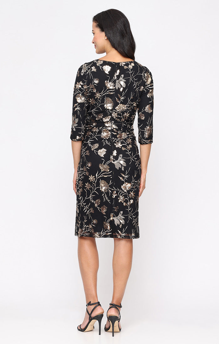 Mother of the Bride Dresses Short Mother of the Bride Sequin Cocktail Dress BLACK/CHAMPAGNE
