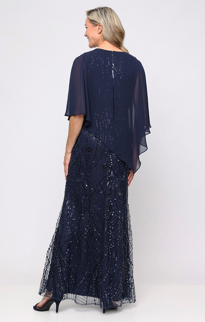 Mother of the Bride Dresses Long Formal Beaded Mother of the Bride Dress SL Fashions 9197105 Navy