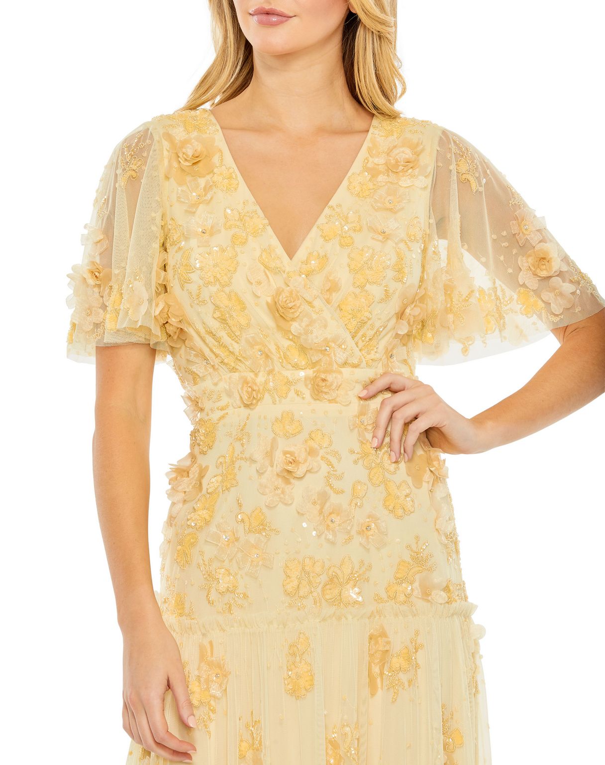 Cocktail Dresses Beaded Cocktail Tiered Midi Length Dress Butter