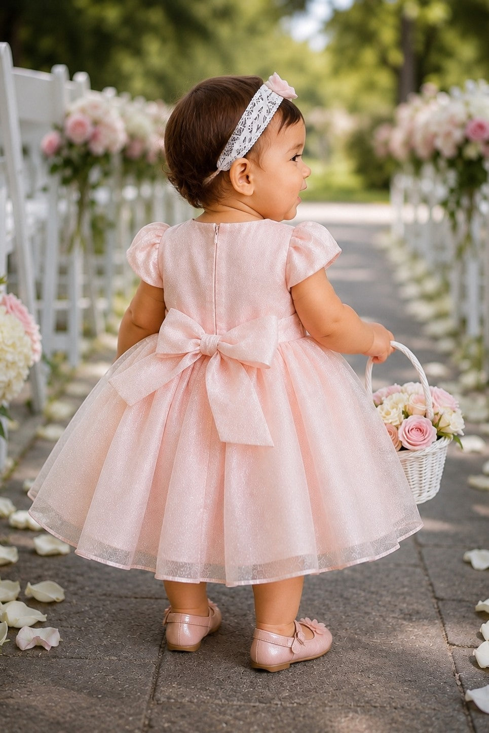 Jewel Neck Tea-Length Shimmering Tulle Baby Ball Gown Cinderella Couture 9207B