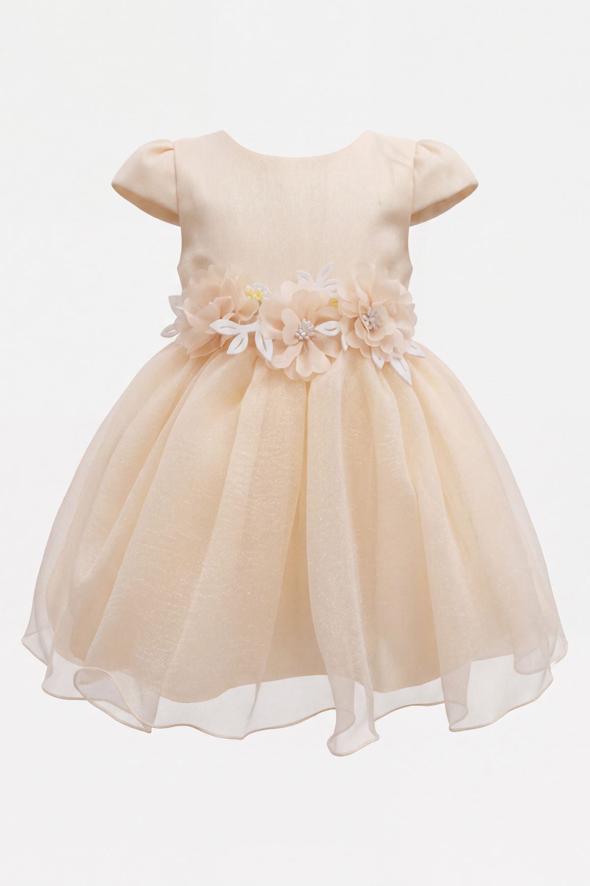 Jewel Neck Tea-Length Shimmering Tulle Baby Ball Gown Cinderella Couture 9207B