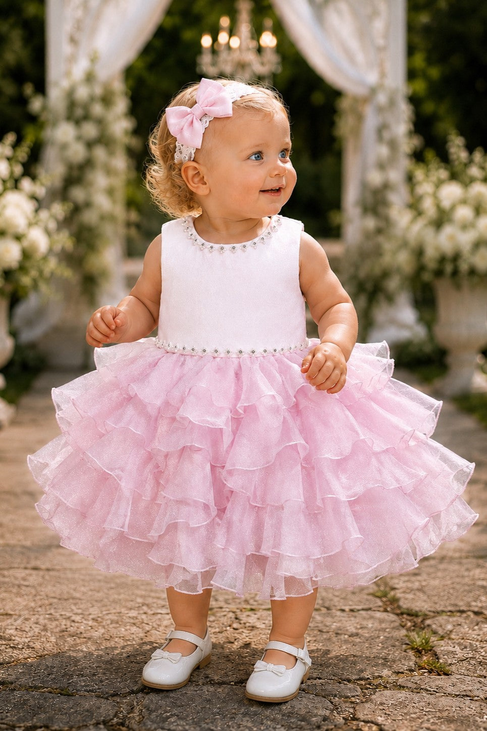 Jewel Neck Sleeveless Ruffled Baby Ball Gown Cinderella Couture 9208B