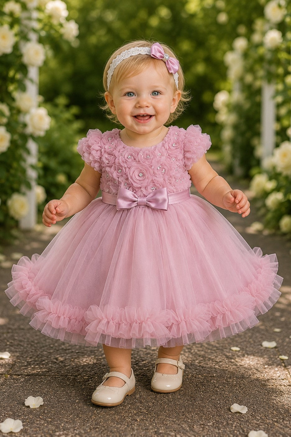Floral Tea-Length Tulle Baby and Toddler Ball Gown Cinderella Couture 9209B