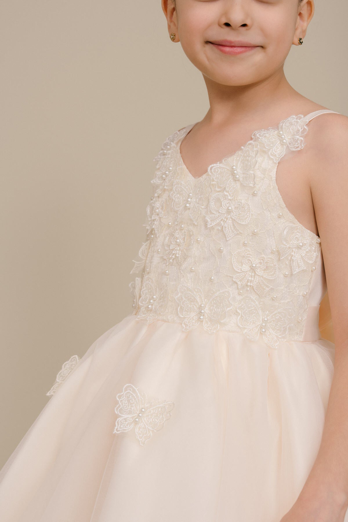 Flower Girl Dresses Lace Applique A Line Flower Girl Dress Champagne