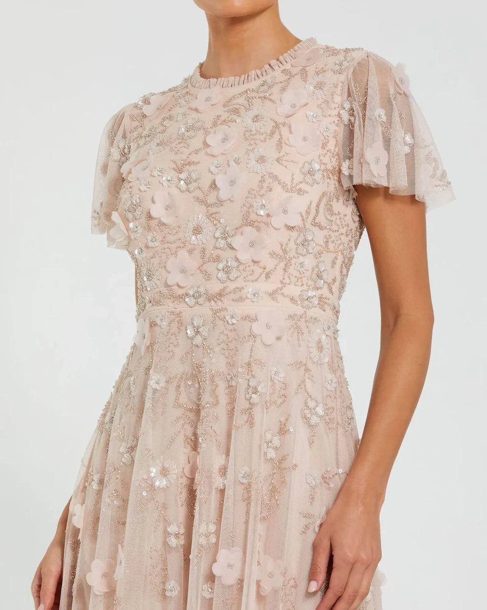 Crew High-Neck Tea-Length Tulle Formal A-Line Mac Duggal 999212P