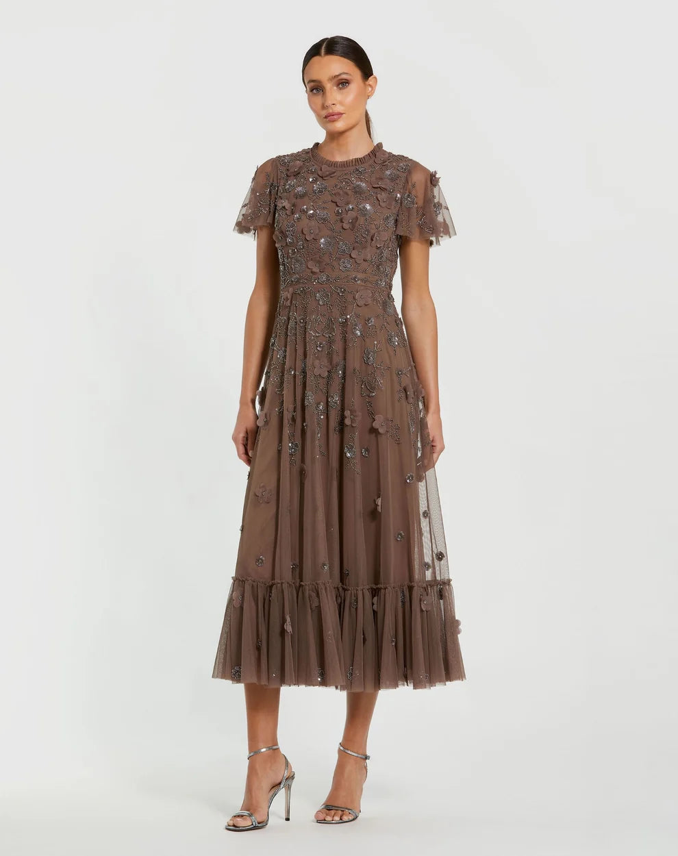 Crew High-Neck Tea-Length Tulle Formal A-Line Mac Duggal 999212P