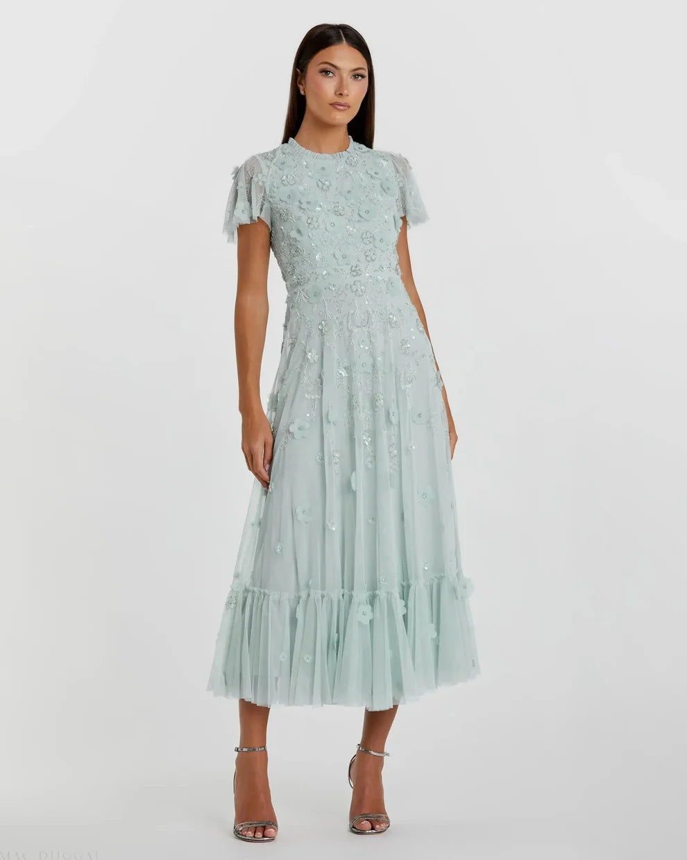 Crew High-Neck Tea-Length Tulle Formal A-Line Mac Duggal 999212P