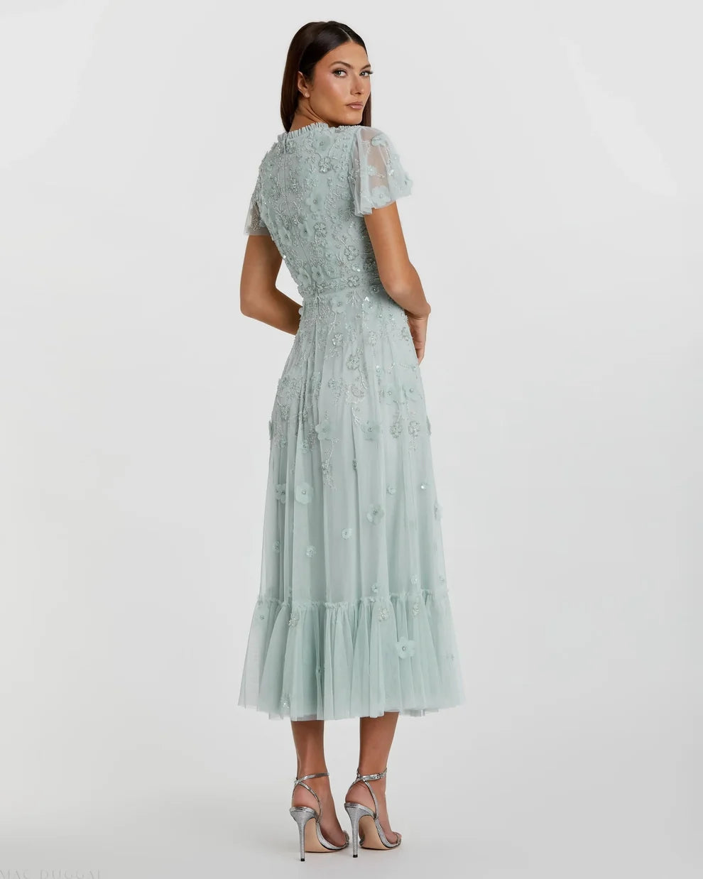 Crew High-Neck Tea-Length Tulle Formal A-Line Mac Duggal 999212P