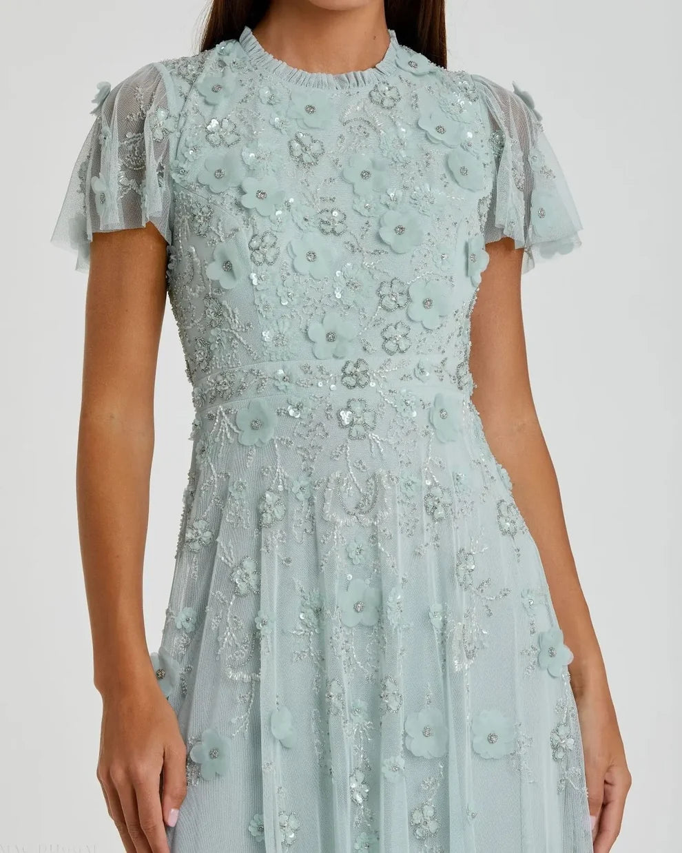 Crew High-Neck Tea-Length Tulle Formal A-Line Mac Duggal 999212P