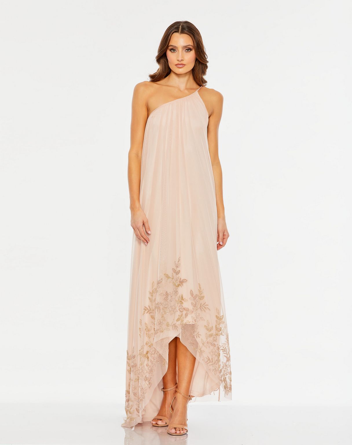 Formal Dresses Metallic Floral High Low Formal Evening Dress Rose