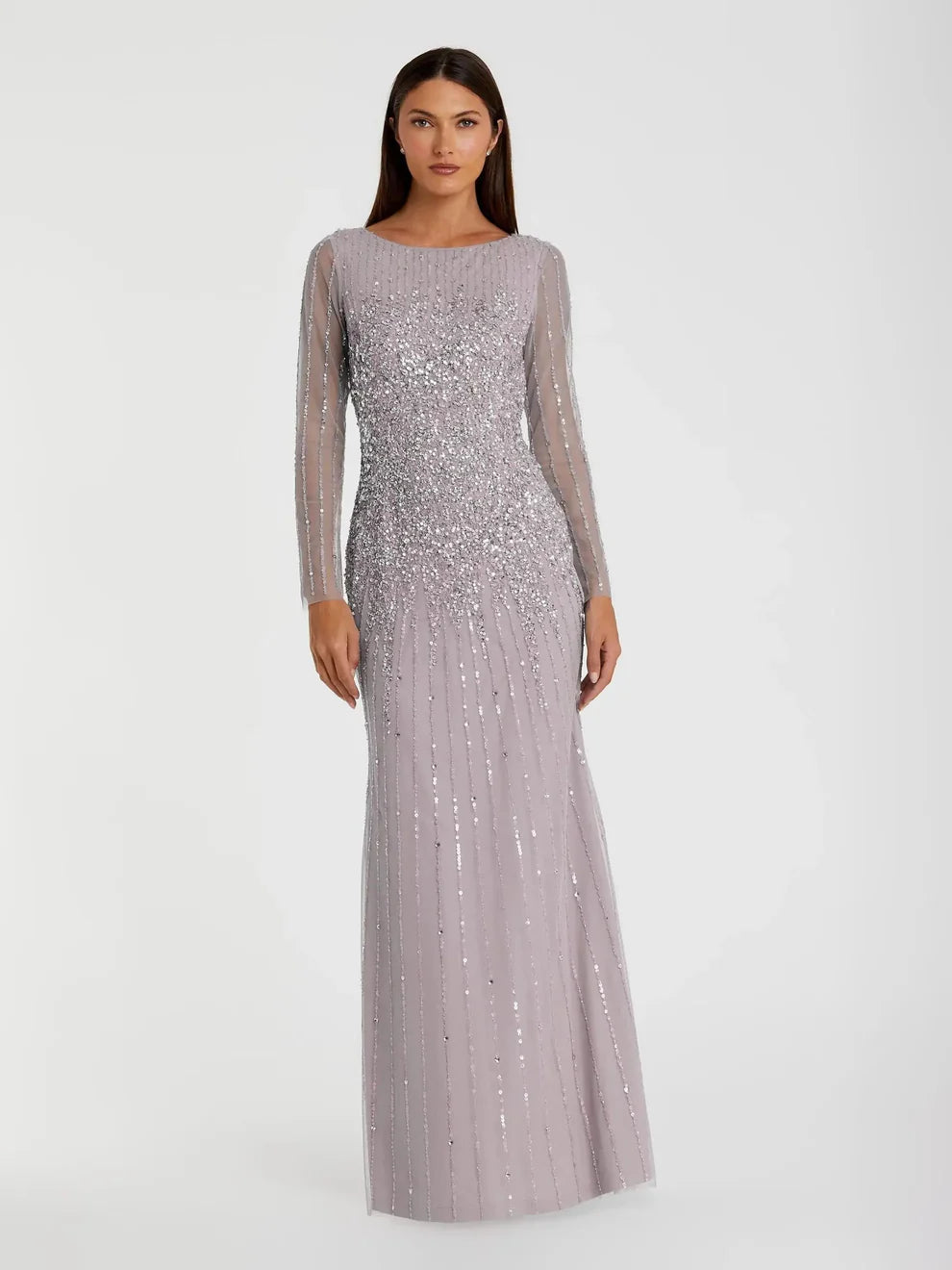Formal Dresses Sequin Long Sleeve A Line Dress Vintage Lilac