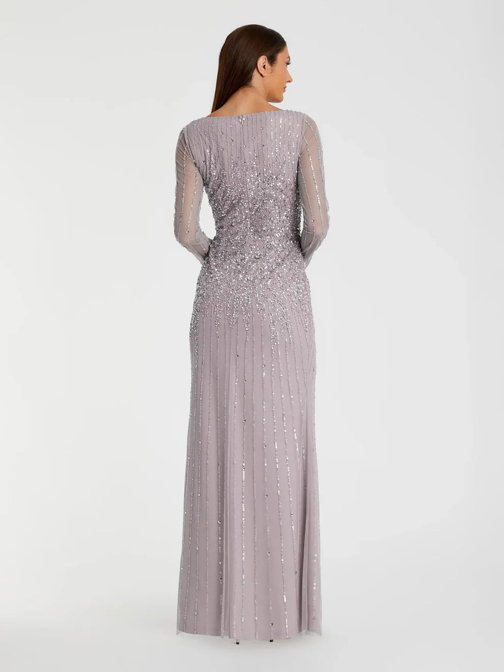 Formal Dresses Sequin Long Sleeve A Line Dress Vintage Lilac