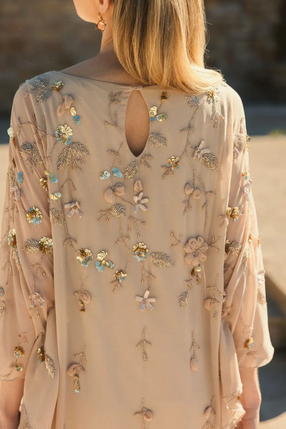 Mother of the Bride Dresses Long Floral Mother of the Bride Formal Dress Nude Gold