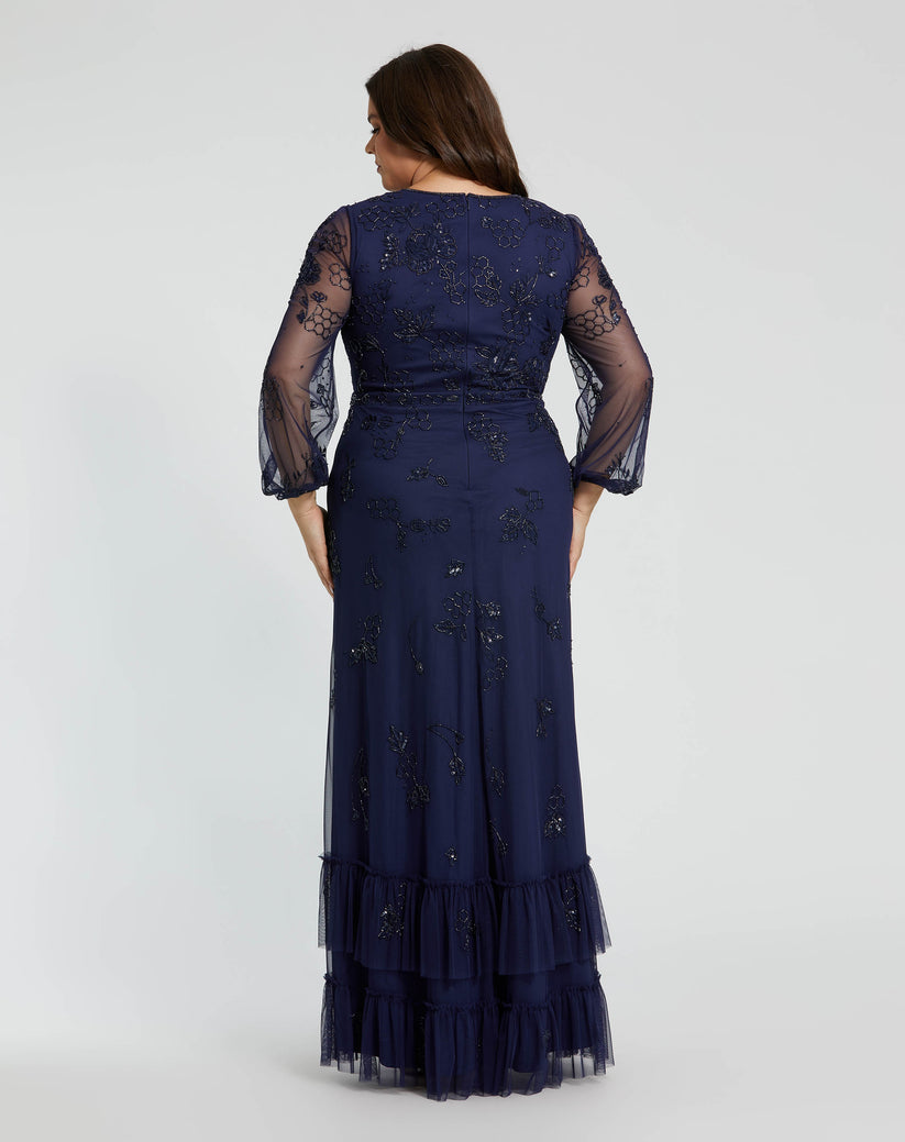 Plus Size Dresses Long Sleeve Formal Plus Size Dress Midnight