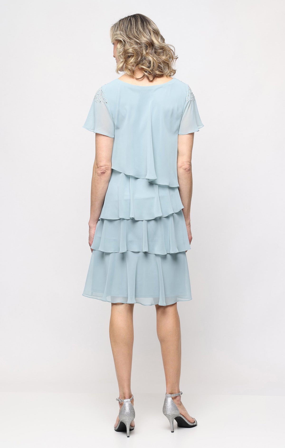 V-Neck Knee-Length Chiffon Cocktail A-Line SL Fashions 9270745