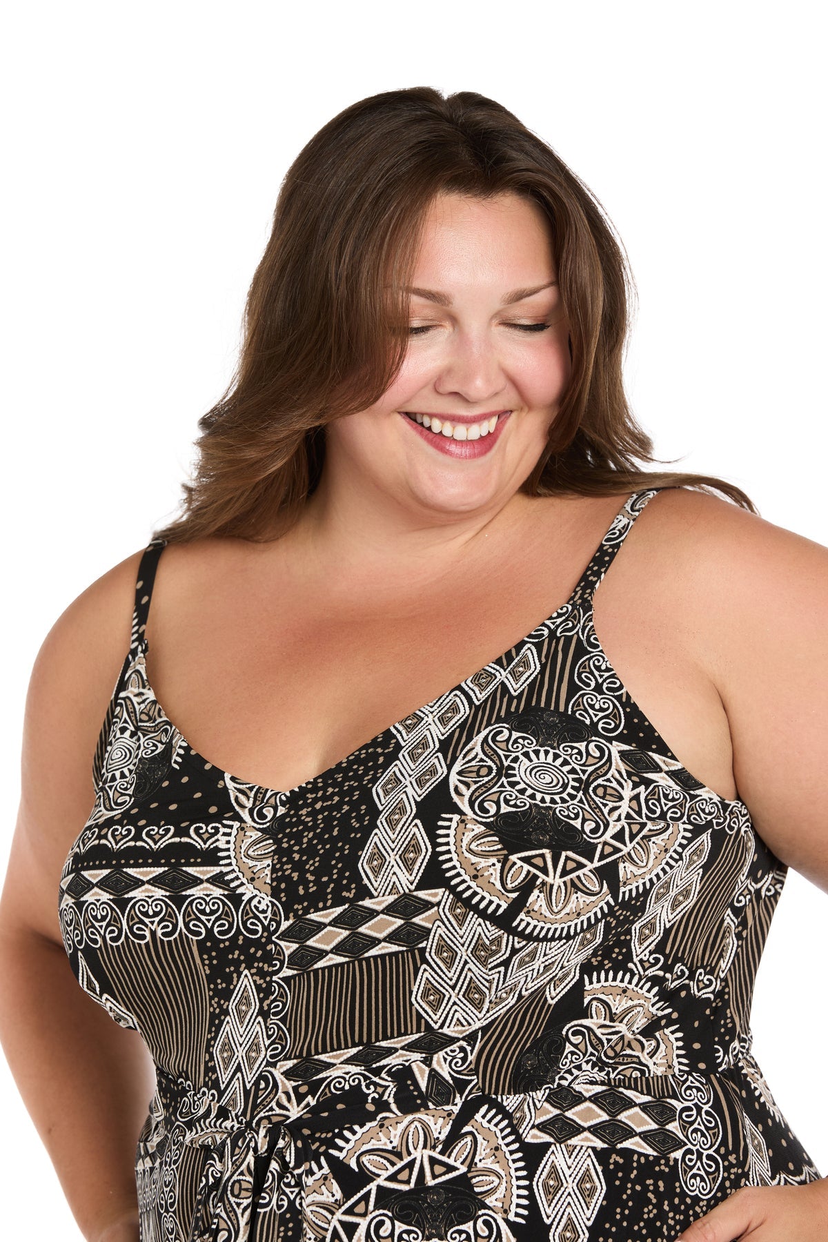 Jumpsuit Plus Size High Low Floral Formal Printed Jumpsuit Black/Taupe