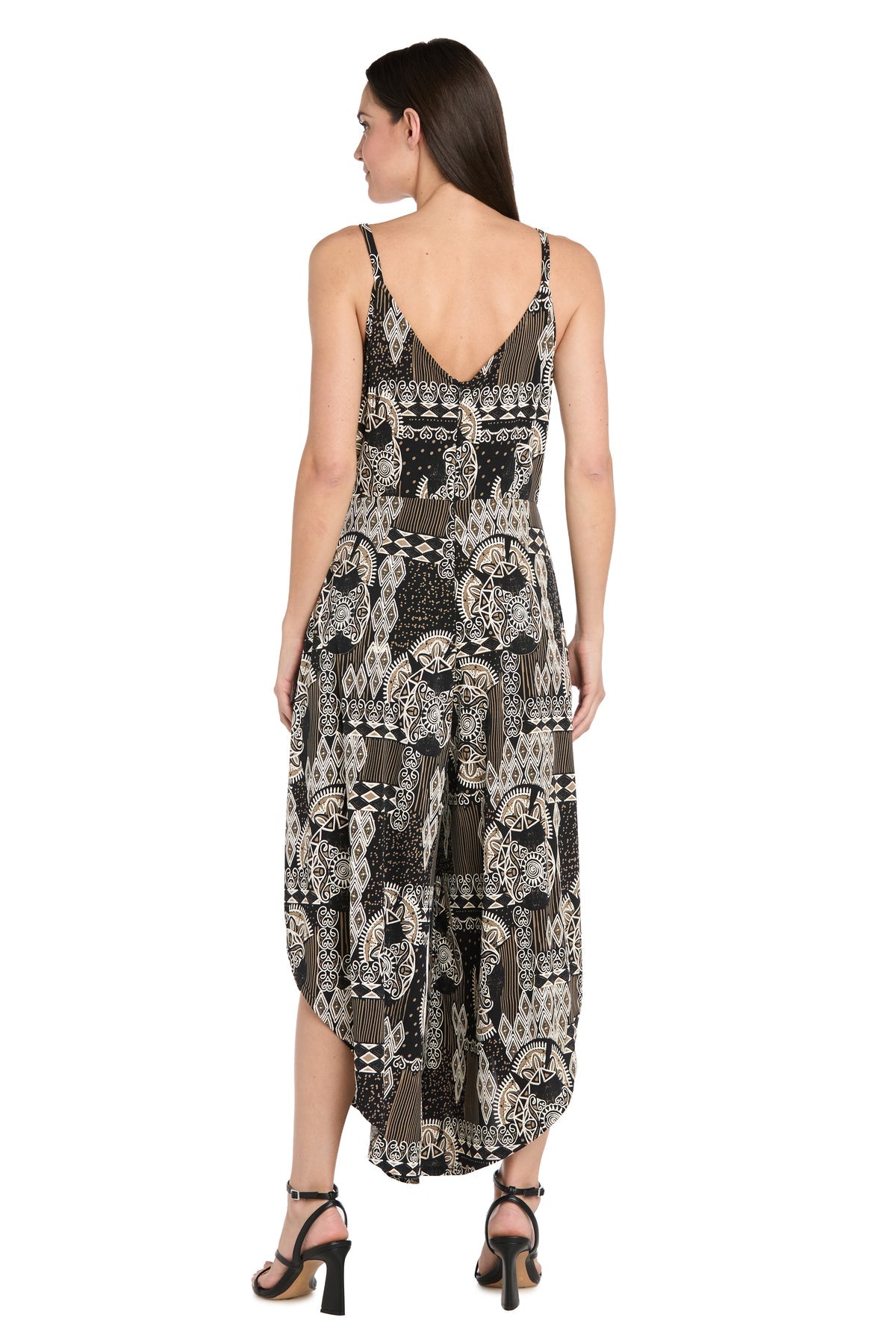 Jumpsuit Formal High Low Printed Floral Jumpsuit Black/Taupe