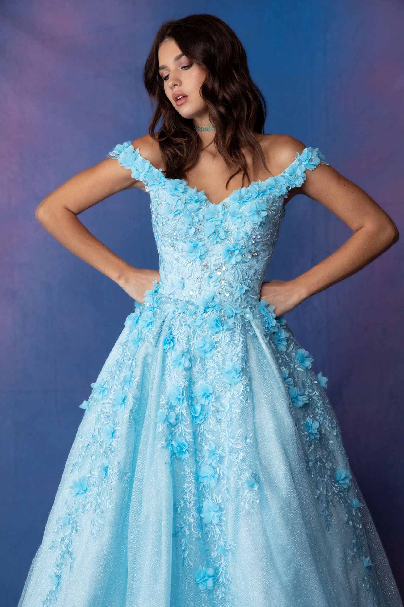 Prom Dresses Long Formal Floral Ball Gown Prom Dress Eureka Fashion 9339 Bahama Blue