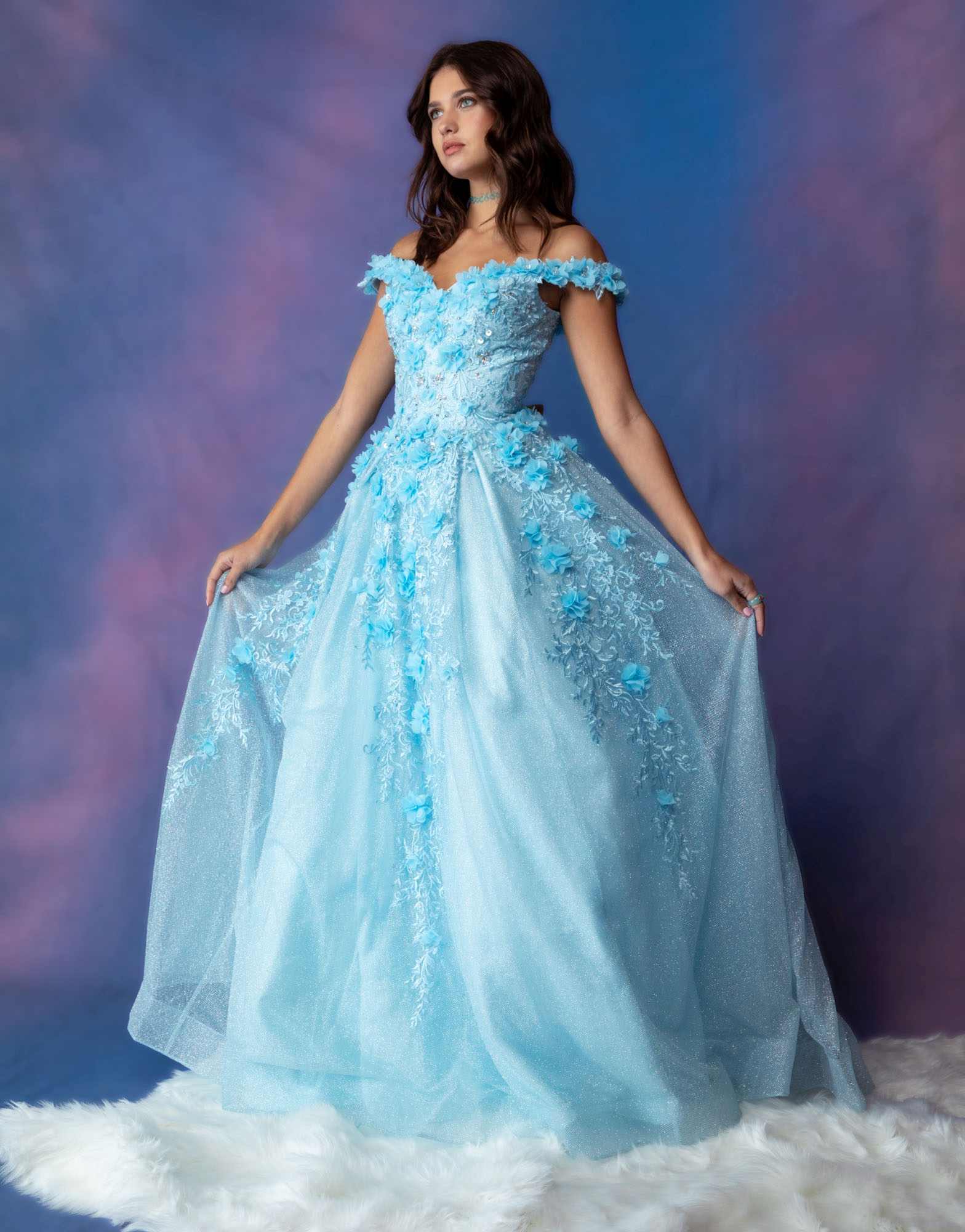 Prom Dresses Long Formal Floral Ball Gown Prom Dress Eureka Fashion 9339 Bahama Blue