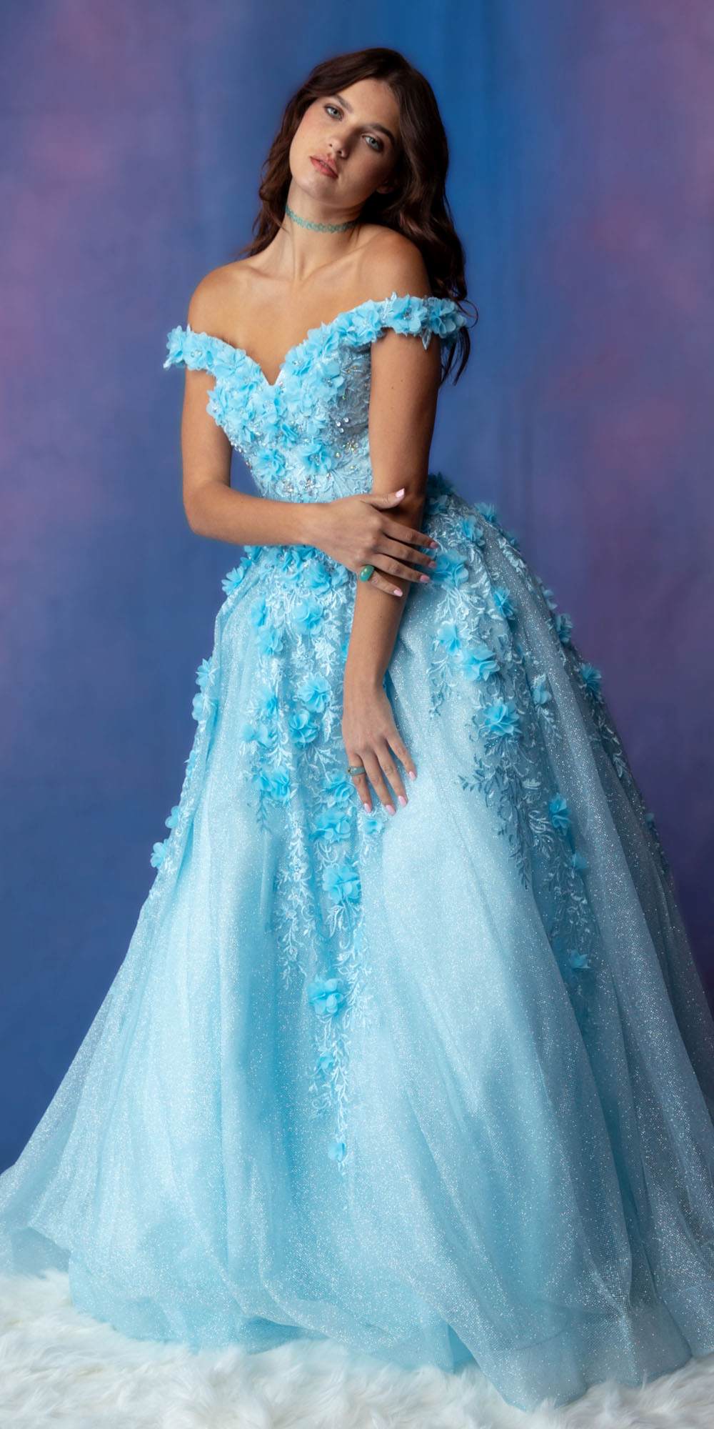 Prom Dresses Long Formal Floral Ball Gown Prom Dress Eureka Fashion 9339 Bahama Blue