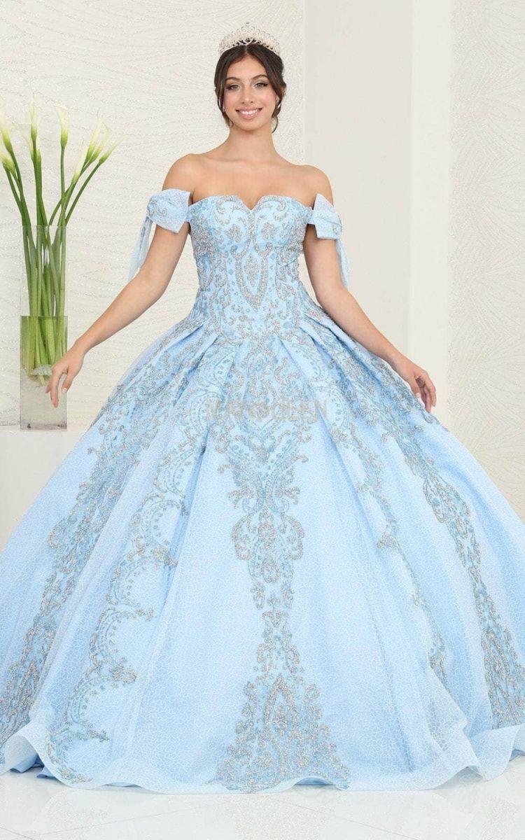 Off-the-Shoulder Floor-Length Tulle Quinceañera Ball Gown May Queen LK241