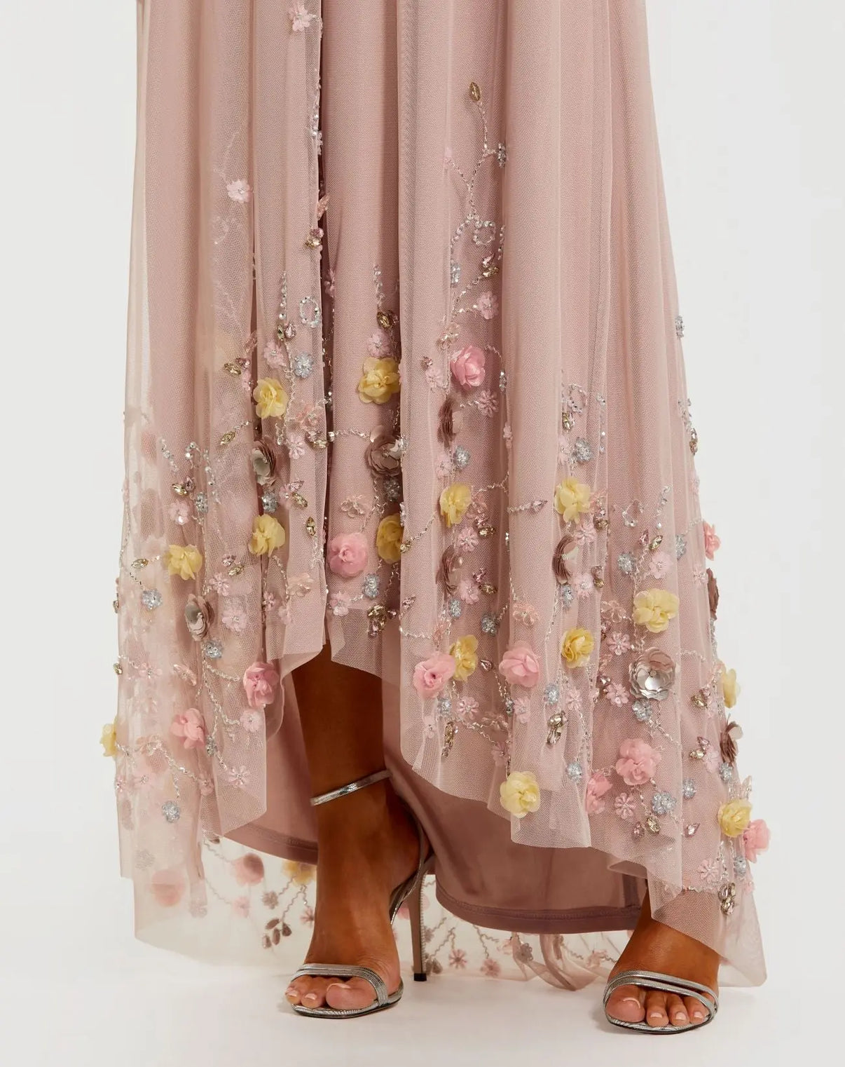 One Shoulder High Low Tulle Formal Dress by Mac Duggal 9354 in Rose
