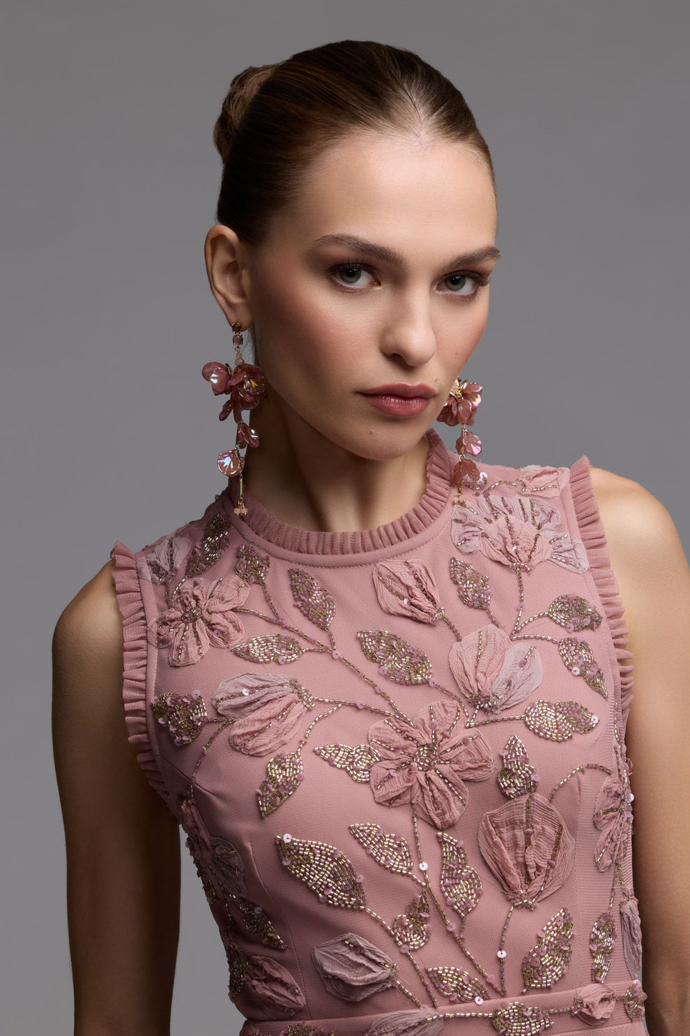 Cocktail Dresses Short Beaded Ruffle A Line Homecoming Cocktail Dress Mac Duggal 9403 Antique Rose