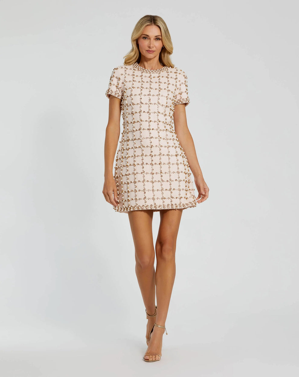 Cocktail Dresses Beaded Short Fitted Mini Cocktail Dress Mac Duggal 94036 Blush