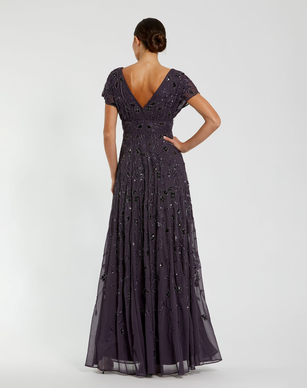 V-Neck Floor-Length Chiffon Evening A-Line Mac Duggal 94140