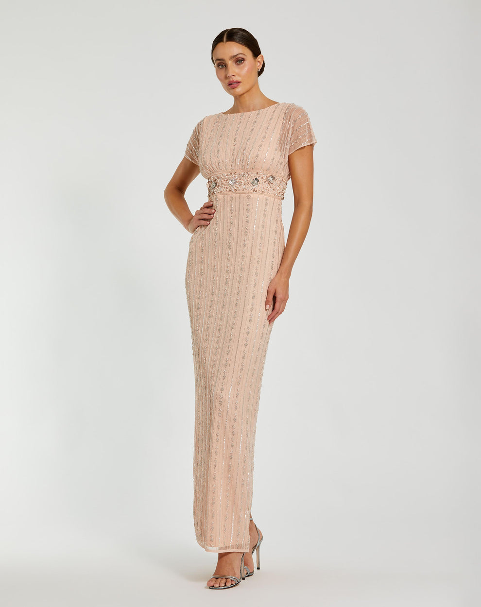 Mother of the Bride Dresses Fitted Long Formal Beaded Mother of the Bride Dress Mac Duggal 94147 Rose