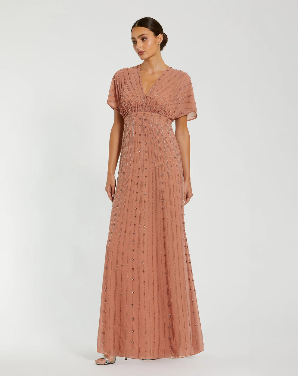 V-Neck Floor-Length Chiffon Formal A-Line Mac Duggal 94149