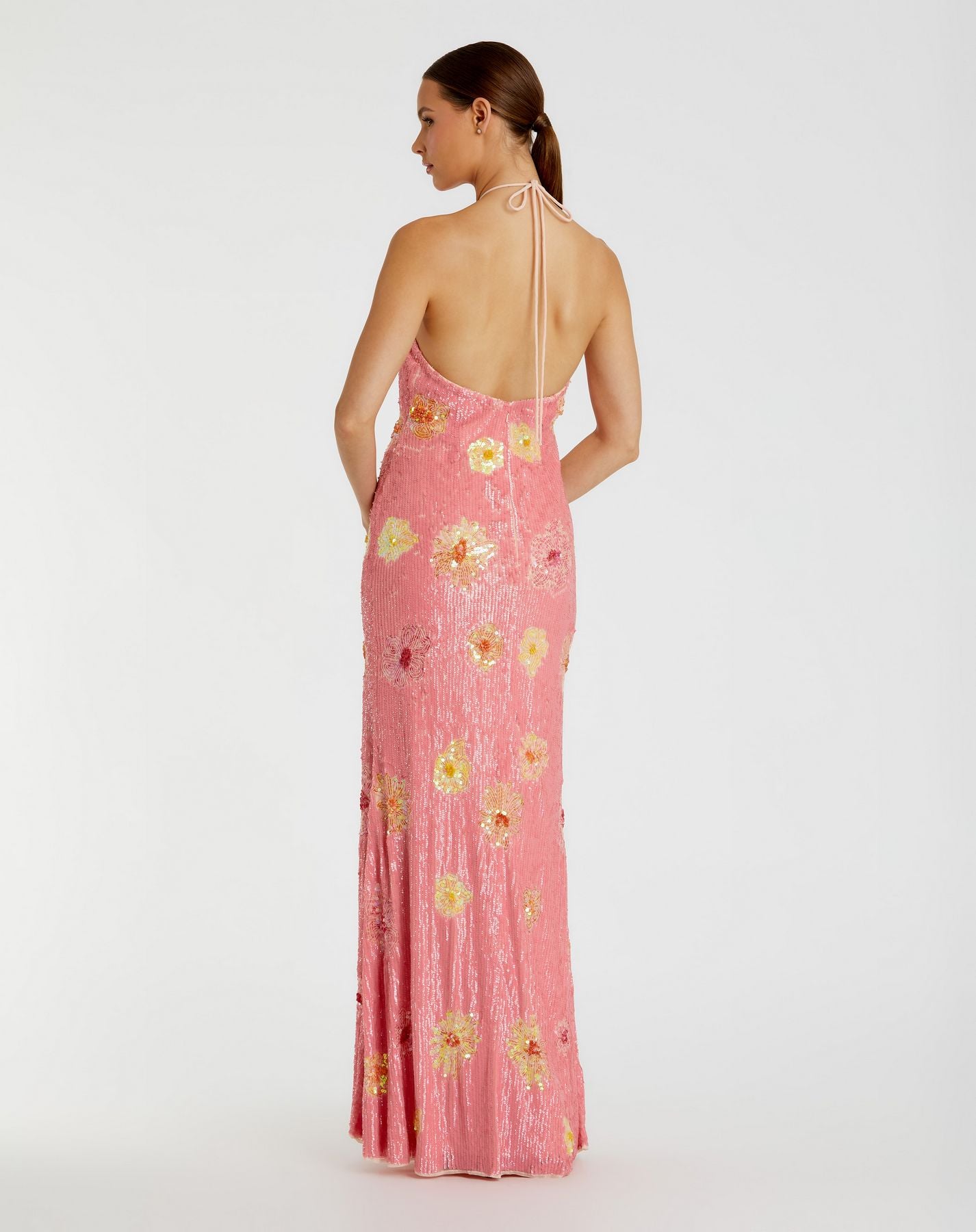 Prom Dresses Fitted Sequin Prom Dress - Long Formal - Mac Duggal 94175 Pink Lemonade-Mesh-94175-Sequin