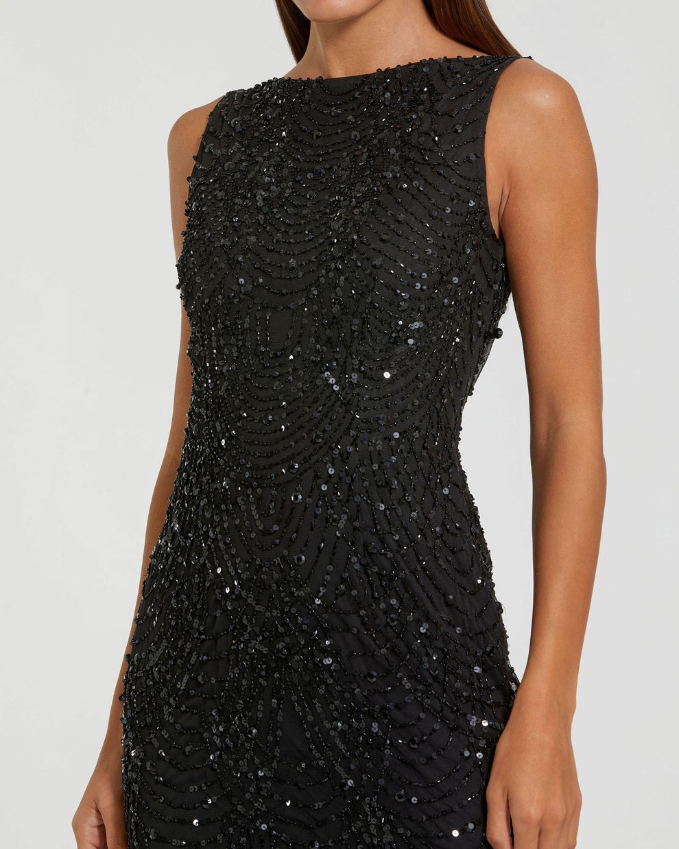 Crew/High-Neck Floor-Length Sequin Formal Mermaid Mac Duggal 94182