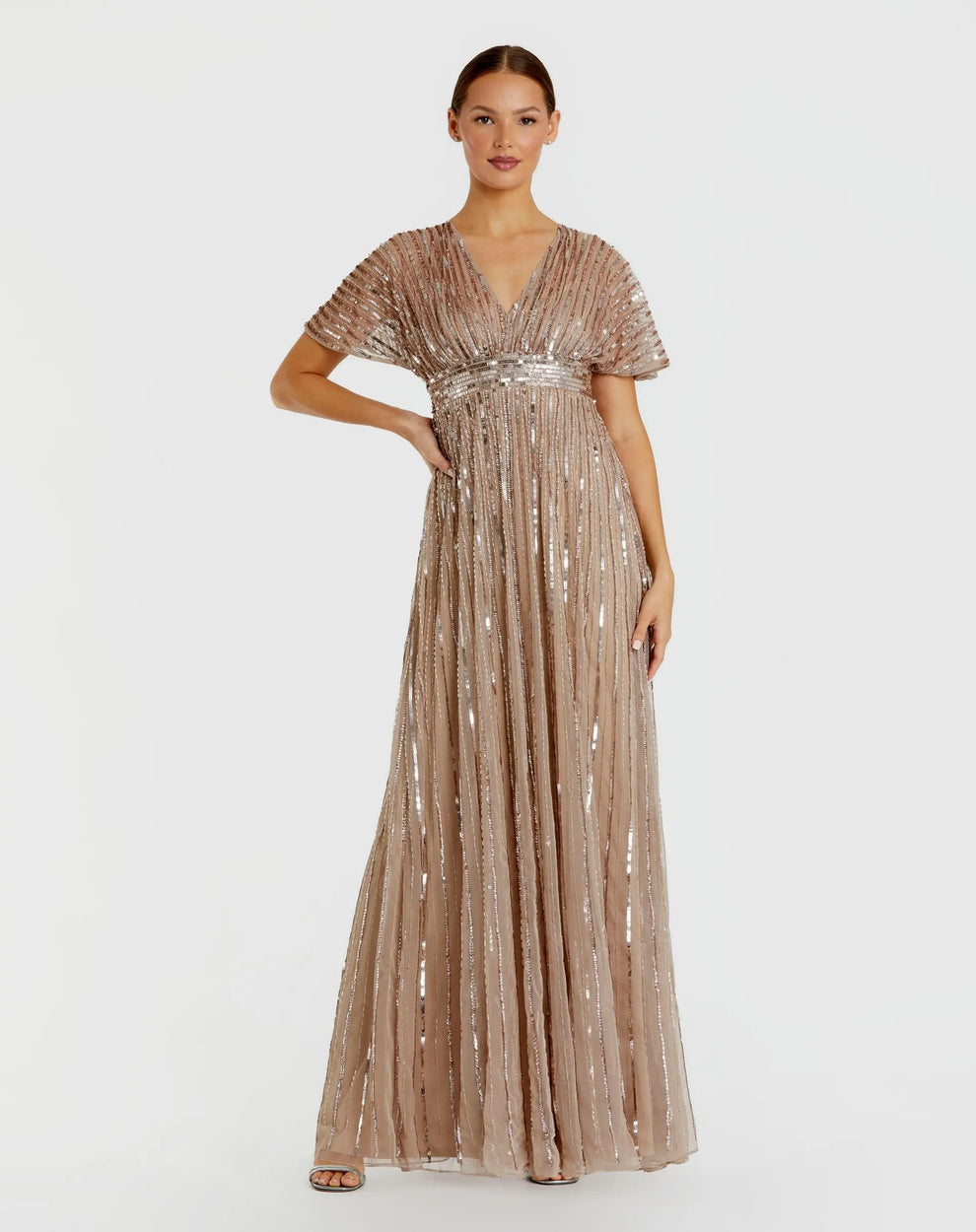 Mother of the Bride Dresses Beaded Long Sequin Formal Mother of the Bride Dress Mac Duggal 94204 Taupe