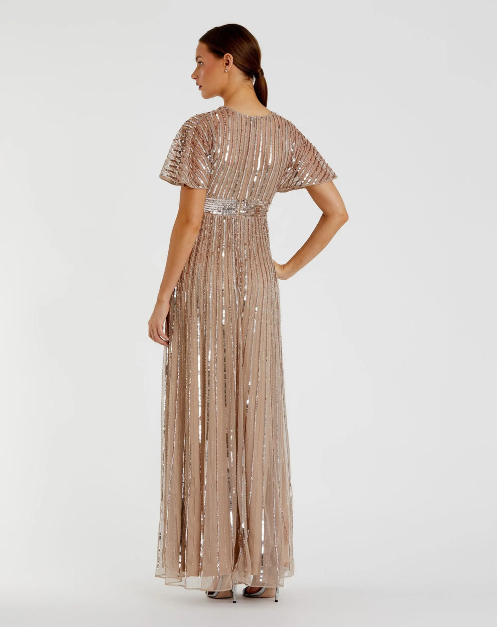 Mother of the Bride Dresses Beaded Long Sequin Formal Mother of the Bride Dress Mac Duggal 94204 Taupe