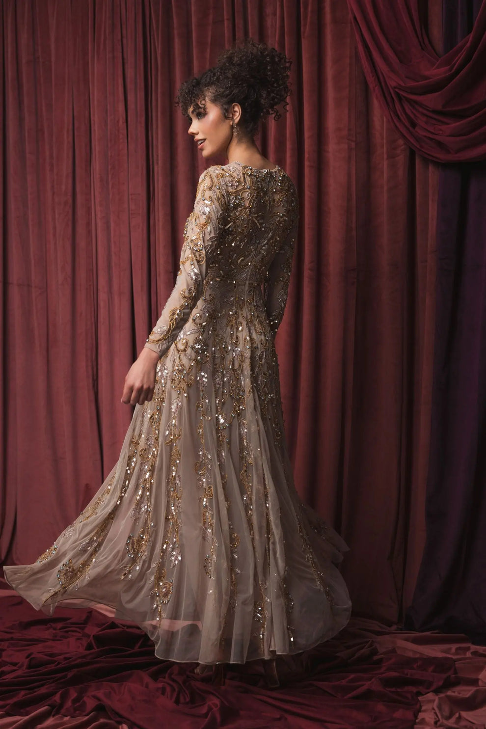 Mother of the Bride Dresses Beaded Long Formal Sequin Mother of the Bride Dress Mocha Gold
