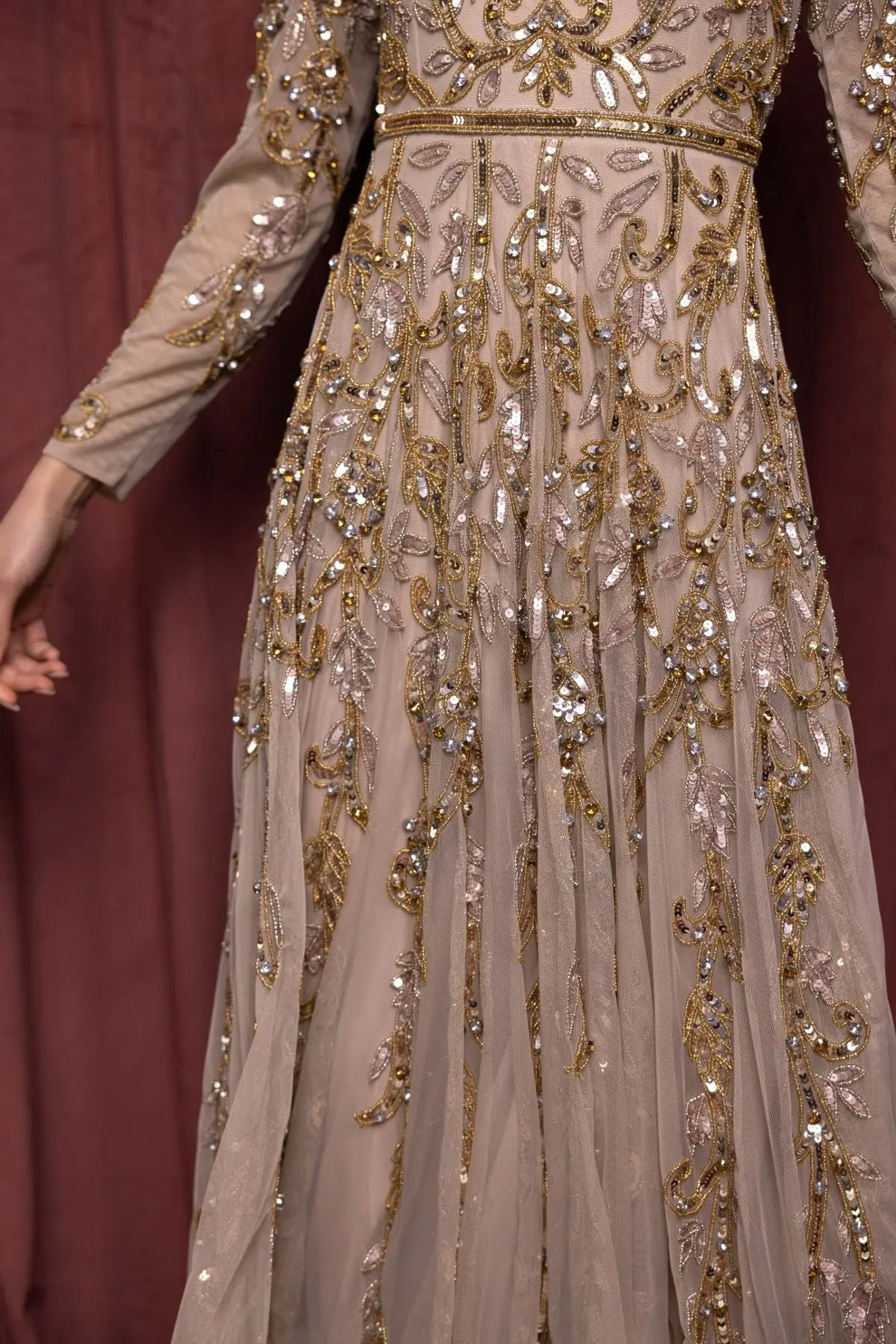 Mother of the Bride Dresses Beaded Long Formal Sequin Mother of the Bride Dress Mocha Gold
