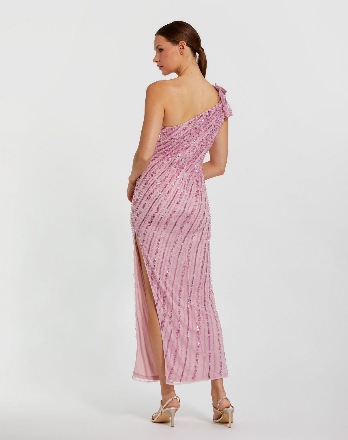 Cocktail Dresses Fitted Tea Length High Slit Cocktail Dress Orchid