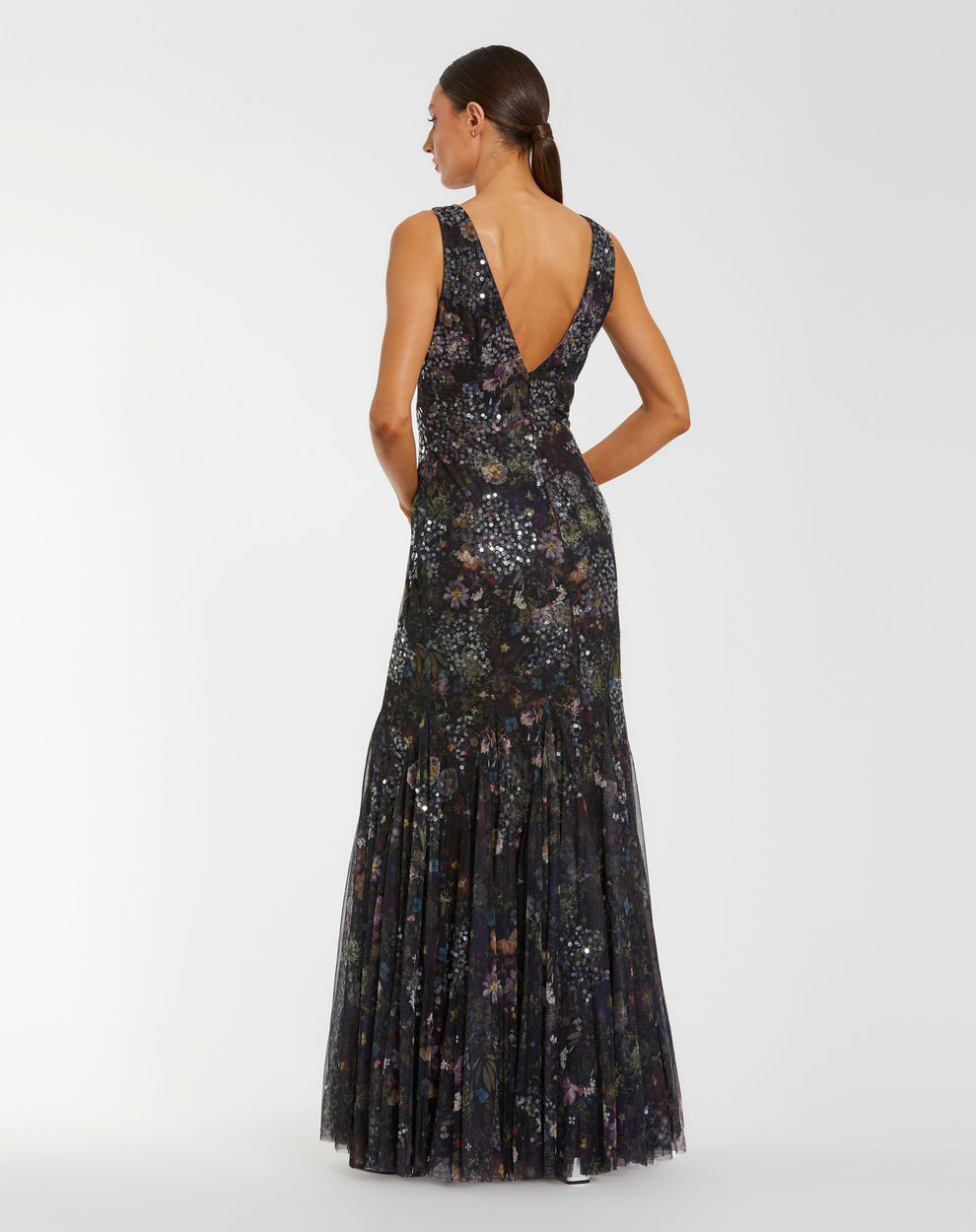 V-Neck Floor-Length Sequin Formal Mermaid Mac Duggal 94260