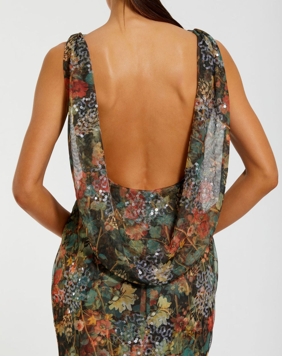Formal Dresses Formal Long Floral Printed Evening Dress Charcoal Multi
