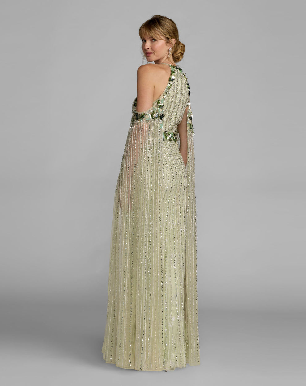 Cold-Shoulder Floor-Length Sequin Formal Sheath Mac Duggal 94308