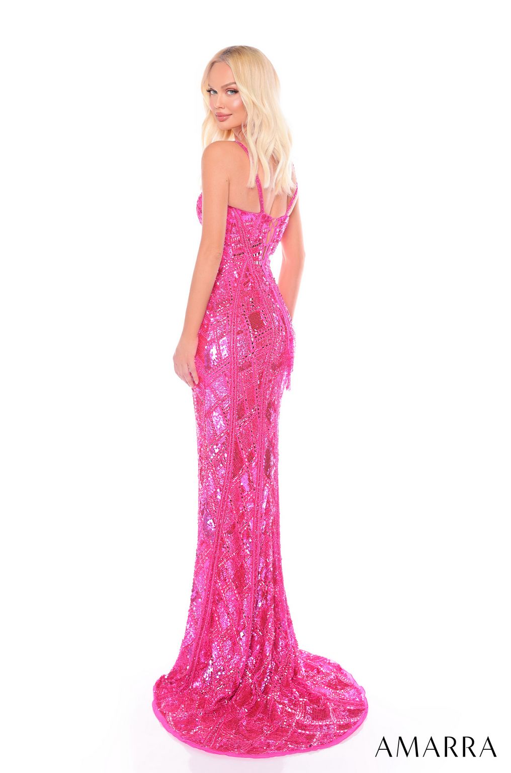 Prom Dresses Long Evening Sequin Prom Dress Neon Pink