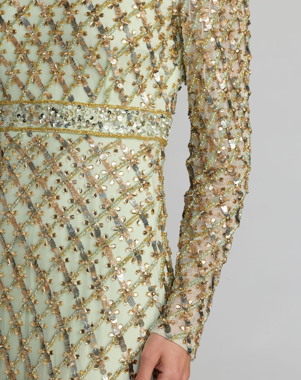 Crew/High-Neck Floor-Length Sequin Formal Sheath/Column Mac Duggal 94318