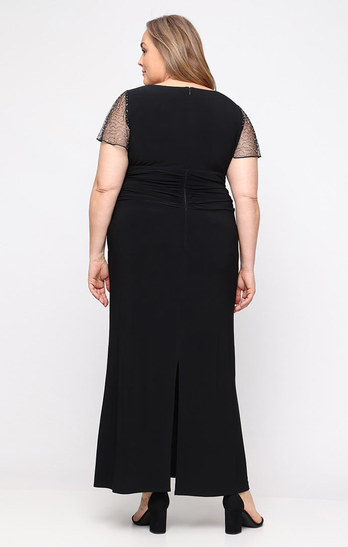 Square Neck Floor-Length Jersey Formal Sheath/Column Gown SL Fashions 9435254