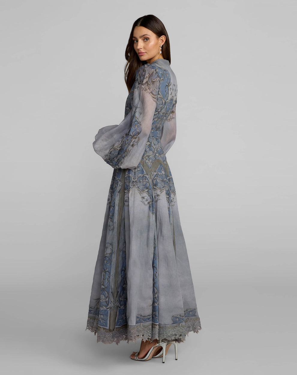 Crew/High-Neck Floor-Length Chiffon Formal A-Line Mac Duggal 94358
