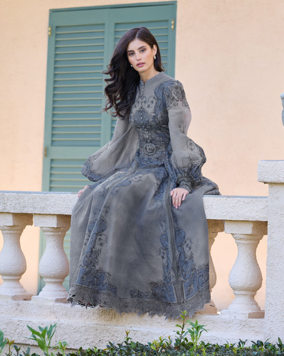 Crew/High-Neck Floor-Length Chiffon Formal A-Line Mac Duggal 94358