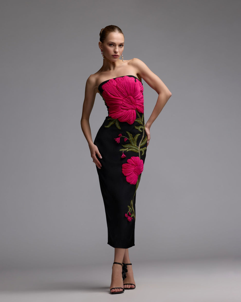 Strapless Straight Neck Midi Crepe Evening Sheath/Column Mac Duggal 94359