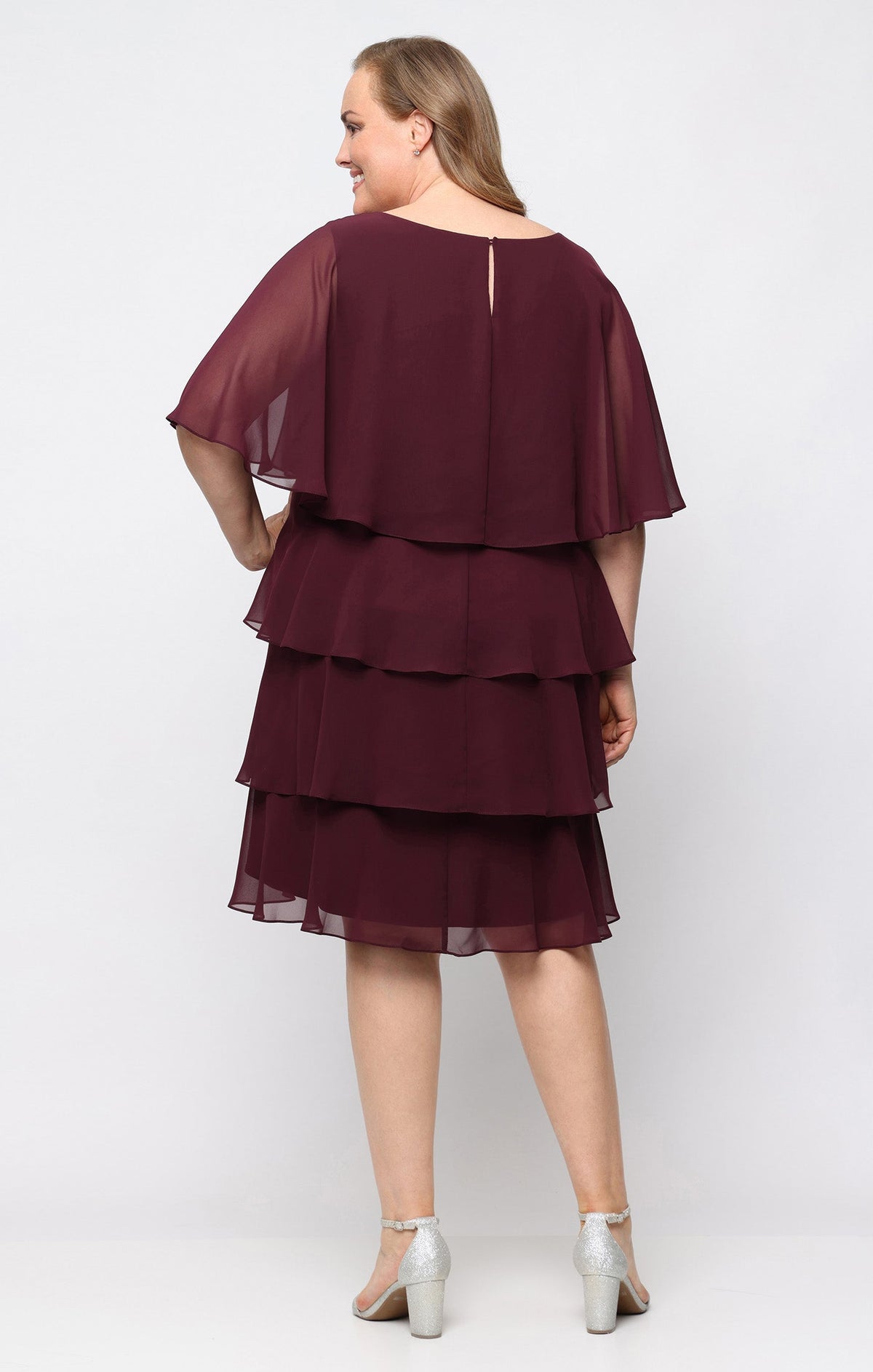 Scoop Knee-Length Chiffon Cocktail Sheath Dress SL Fashions 9470752